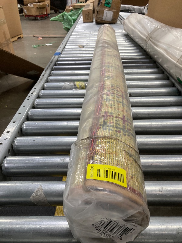 Photo 1 of Liora Manne Marina Indoor/Outdoor Power Loomed Synthetic Blend Durable Area Rug - Contemporary Texture Global Colorful (Sienna Gold) (4'10" x 7'6")