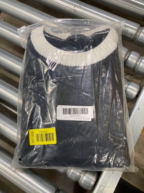 Photo 1 of ***TOP ONLY**** ZESICA Women's Casual Long Sleeve Crew Neck Pullover 2025 Fall Ribbed Knit Loose Contrast Color Sweater Tops, Dark, Medium