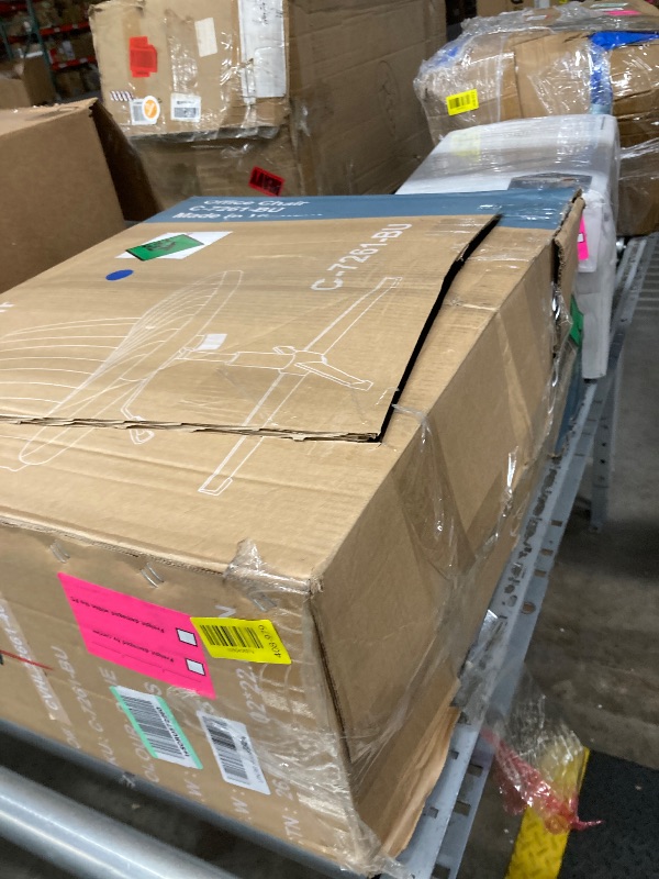 Photo 1 of ***(MISSING PARTS -SELLING AS IS)*** Sweetcrispy Criss Cross Chair Legged, Armless Office Wide Desk Chair No Wheels, Swivel Vanity Height Adjustable Fabric Modern Computer Task Seating for Home - Blue
***(BOX RIPPED/TORN)***