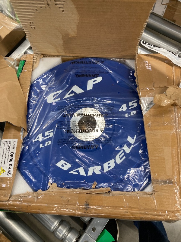 Photo 1 of ***ONE SINGLE PLATE***CAP Barbell 45lbs Competition Olympic Bumper Plate
 ***(BOX RIPPED/TORN)***