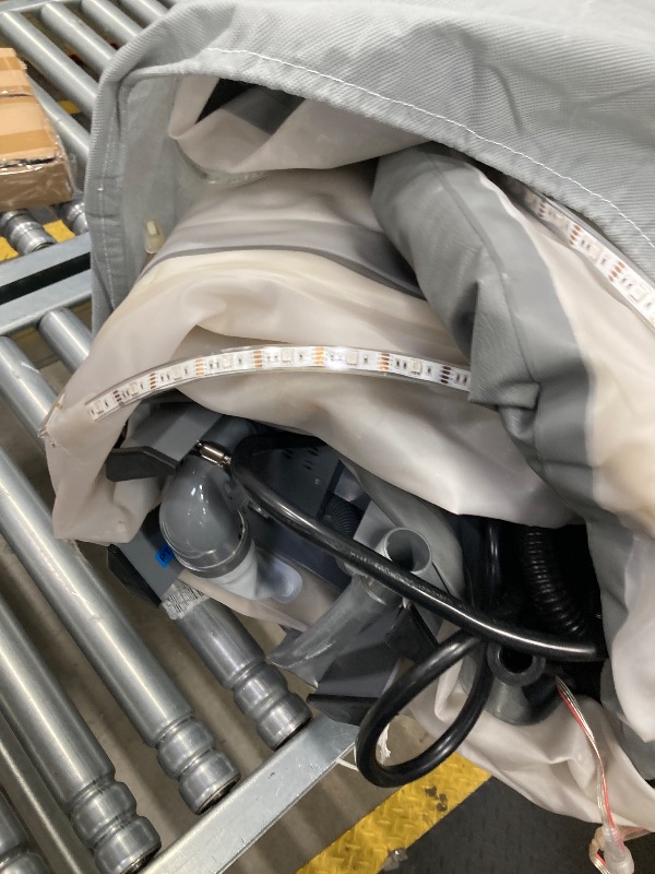 Photo 1 of ***(MISSING PARTS -SELLING AS IS )*** SereneLife Outdoor Portable Hot Tub - 73'' x 73'' x 25'' 6-Person Square Inflatable Heated Pool Spa with 130 Bubble Jets, Filter Pump, Cover, LED Lights, and Remote Control