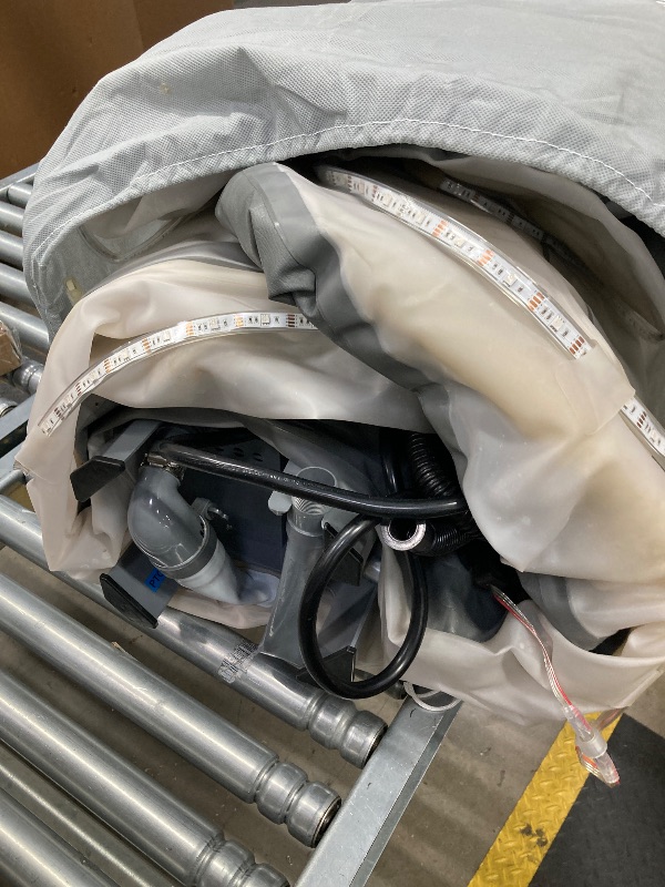 Photo 1 of ***(MISSING PARTS -SELLING AS IS )*** SereneLife Outdoor Portable Hot Tub - 73'' x 73'' x 25'' 6-Person Square Inflatable Heated Pool Spa with 130 Bubble Jets, Filter Pump, Cover, LED Lights, and Remote Control