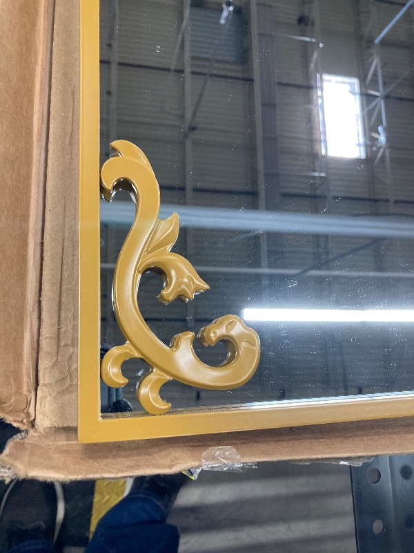 Photo 1 of ***(DAMAGED STAND, -SELLING AS IS)*** 
BEAUTYPEAK 74"x32" Full Length Mirror with Baroque Flower Head Design Wall-Mounted Mirror,Gold