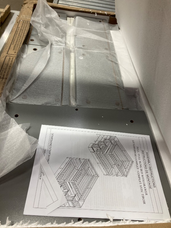 Photo 1 of ---------------- PARTIAL SET ---------------- Ball & Cast Full Over Full Bunk Bed with Shelves and 6 Storage Drawers,Wood Bunkbed w/Stairway & Full-Length Guardrails,Into 2 Individual Beds,Bedframe Furniture for Student Dorms,White