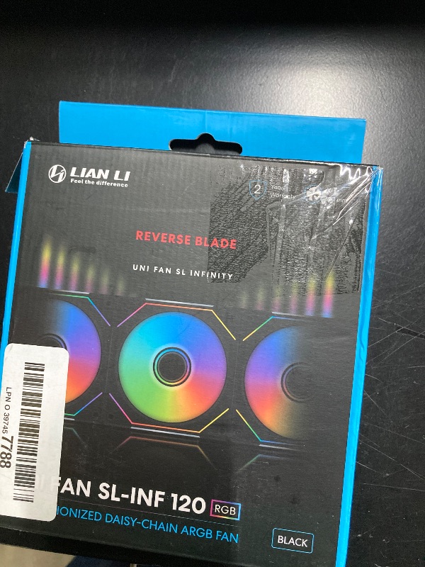 Photo 1 of ***USED, MISSING PARTS -SELLING AS IS***
Lian Li UNL Fan SL-Infinity 120-Triple Pack-ARGB Fan (Non-Wireless) -Infinity Mirror-Daisy-Chain Design. Customizable Lighting Effects-One Cable Connection-with Controller-Black-UF-SLIN120-3B