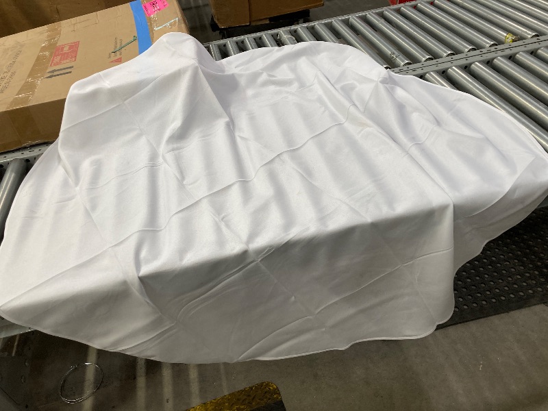 Photo 1 of 58-Inch Round FABRIC Tablecloth, White