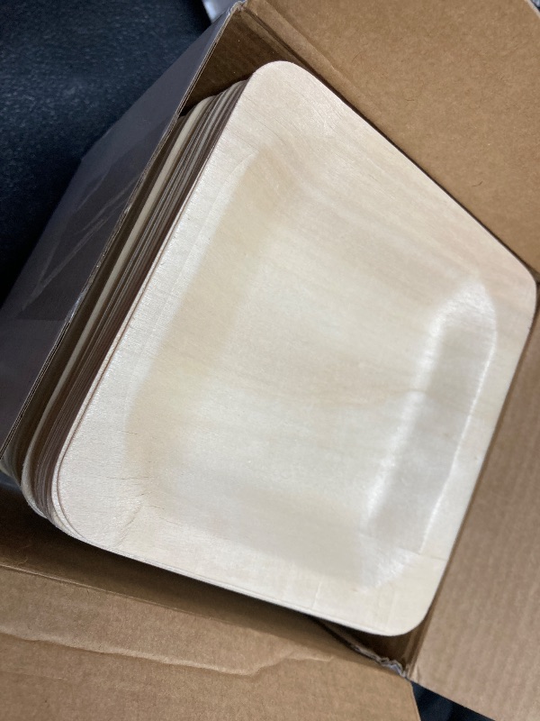 Photo 1 of 100 Pcs Disposable Square Palm Bowls Palm 4.3 x 3.94 Inch Leaf Bowls Bamboo Disposable Plates Square Wood Plates for Birthday Party, Wedding Events, Appetizer, Dessert, Catering and Home Use