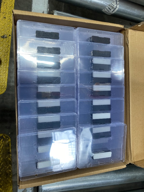 Photo 1 of 100 Pack of 4x3 Magnetic Name Badge Holders (White Printable Inserts Included) Customizable Magnetic Name Tags for Office, Conventions, School, and Events - Durable and Clear Plastic Name Tag Holder