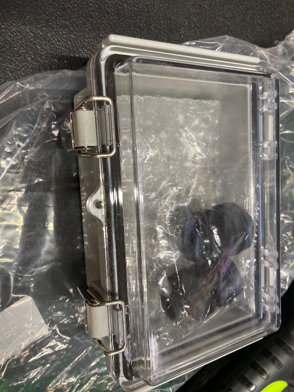 Photo 1 of LeMotech Electrical Box, IP67 Waterproof Hinged Clear Cover Stainless Steel Latch Junction Box, ABS Plastic Electrical Enclosure with Mounting Plate,Wall Brackets, Cable Glands,5.9"x3.9"x2.8",Grey