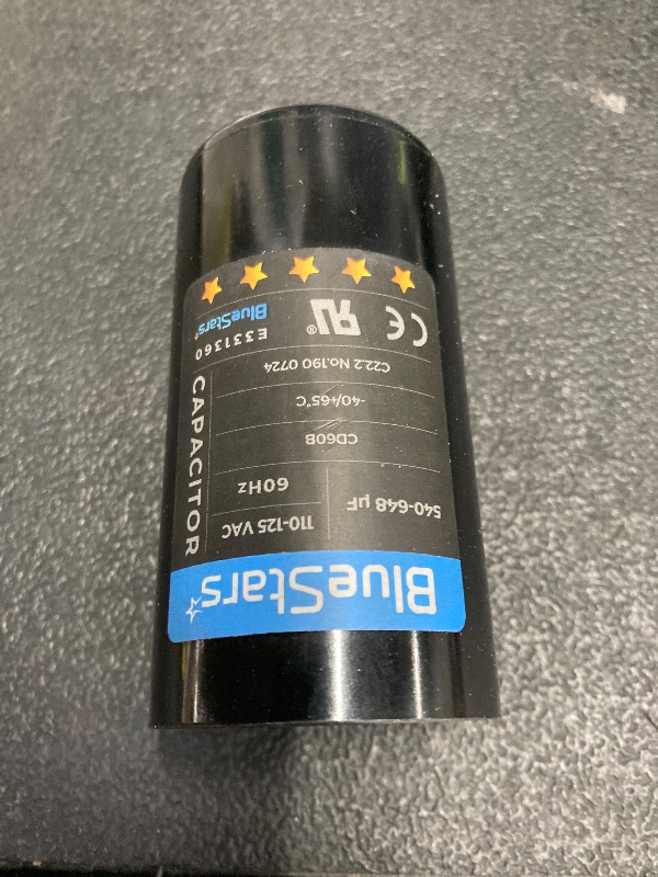 Photo 1 of [2025 Updated] BlueStars 540-648 uF MFD 110-125 VAC Volt Run Round Start Capacitor ±20% CD60 Replacement Part - Fit OEM Single Phase Motor Capacitors Condenser Straight Cool Heat Pump Air Conditioner