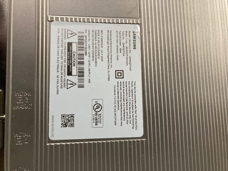 Photo 1 of ***MISSING REMOTE***Samsung 43-Inch Class QLED Q7F Series Samsung Vision AI Smart TV (2025 Model, 43Q7F) Quantum HDR, Object Tracking Sound Lite, Q4 AI Gen1 Processor, 4K upscaling, Gaming Hub, Alexa Built-in