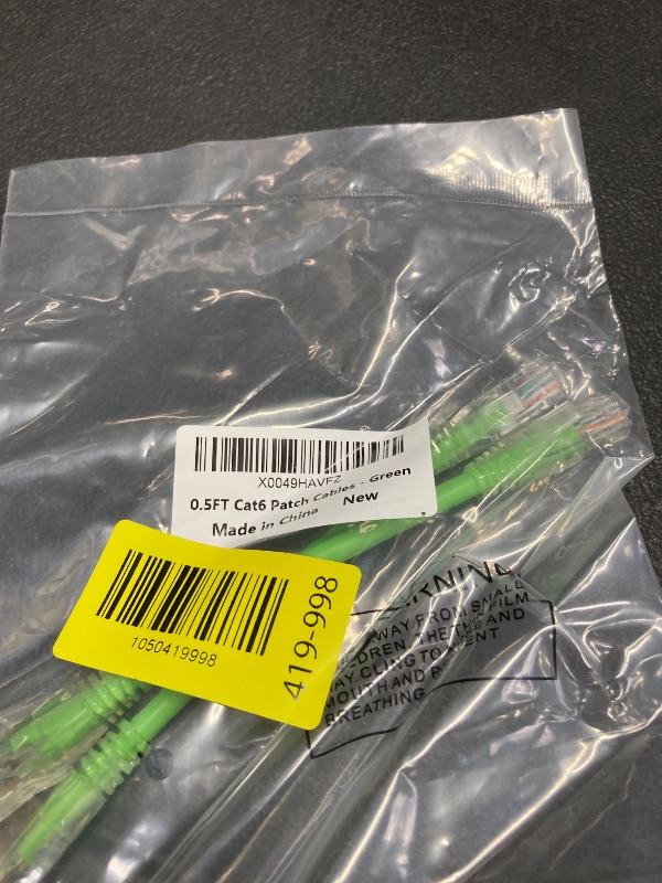 Photo 1 of 0.5 Foot Cat6 Patch Cables 2 Pack, Solid Pure Copper Patch Cord, Cat 6 Ethernet Cable, UTP Network, High Speed RJ45 Internet Cable, Compatible for PC, PS4/5, Xbox, Routers, Switches, Servers - Green
