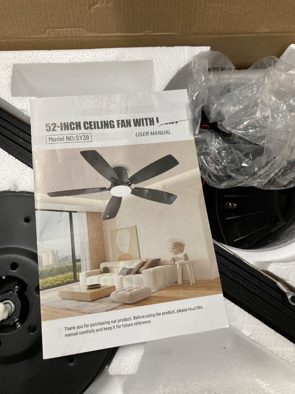 Photo 1 of ***(MISSING PARTS -SELLING AS IS )*** Ayaoty Ceiling Fans with Lights, 20.5 inch Blade (See Photo) Low Profile Ceiling Fan with Light and Remote Control, Flush Mount, LED Dimmable DC Reversible Modern Ceiling Fan for Bedroom