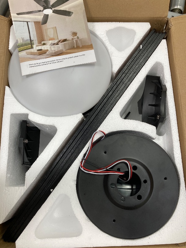 Photo 1 of ***(MISSING PARTS -SELLING AS IS )*** Ayaoty Ceiling Fans with Lights, 20.5 inch Blade (See Photo) Low Profile Ceiling Fan with Light and Remote Control, Flush Mount, LED Dimmable DC Reversible Modern Ceiling Fan for Bedroom