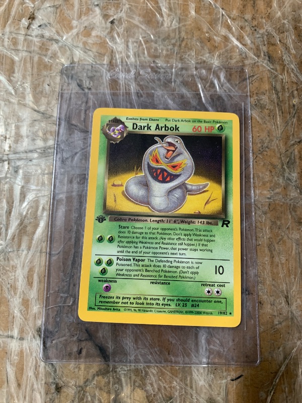 Photo 1 of Pokémon Training Card Dark Arbok (19) - Team Rocket (TR)