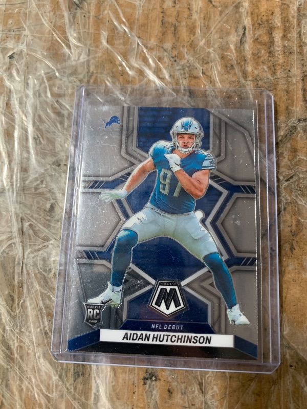 Photo 1 of 2022 Panini Mosaic Aidan Hutchinson RC NFL Debut Rookie Base Card
