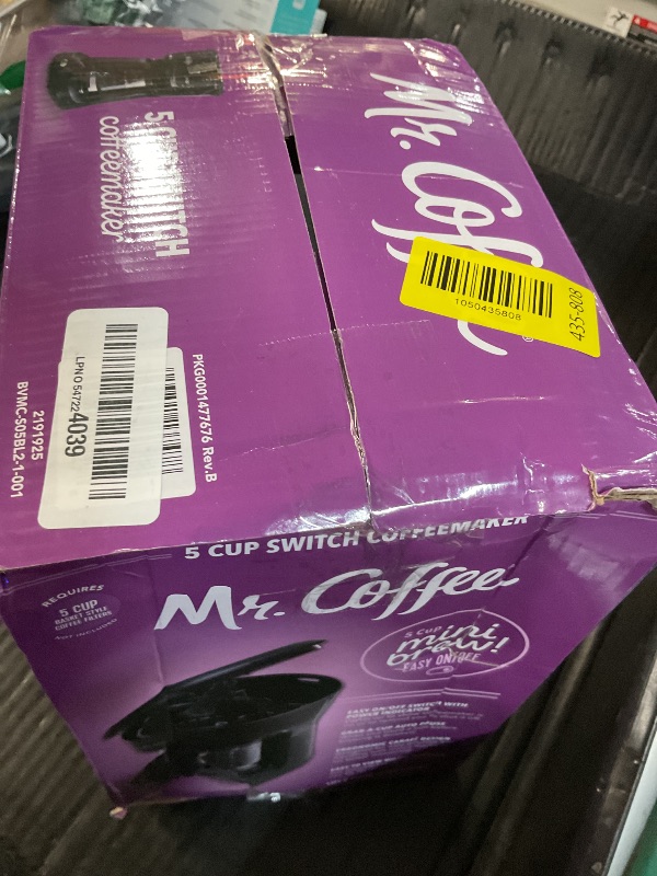 Photo 1 of ***MISSING PARTS***
Mr. Coffee® 5-Cup Mini Brew Switch Coffee Maker, Black
