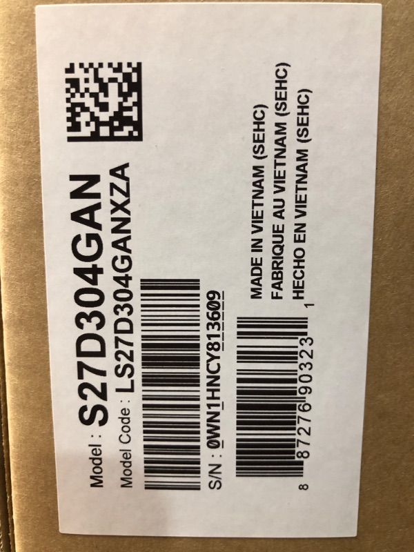 Photo 1 of ***FACTORY SEALED - OPENED FOR INSPECTION***
Samsung 27" (S30GD) Essential Monitor with IPS Panel and Tilt Only Stand, 100Hz Refresh Rate, Ergonomic Design, Advanced Eye Care, Game Mode, LS27D304GANXZA