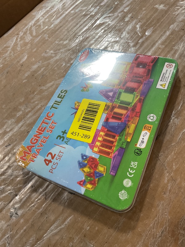 Photo 1 of ***FACTORY SEALED***Mini Magnetic Tiles Travel Magnetic Tiles with Iron Box,42PCS Magnet Building Block Set Travel Toys for Kids Ages 3+,Educational Portable Magnet Toys Gifts for Toddlers Boys & Girls Christmas Birthday
