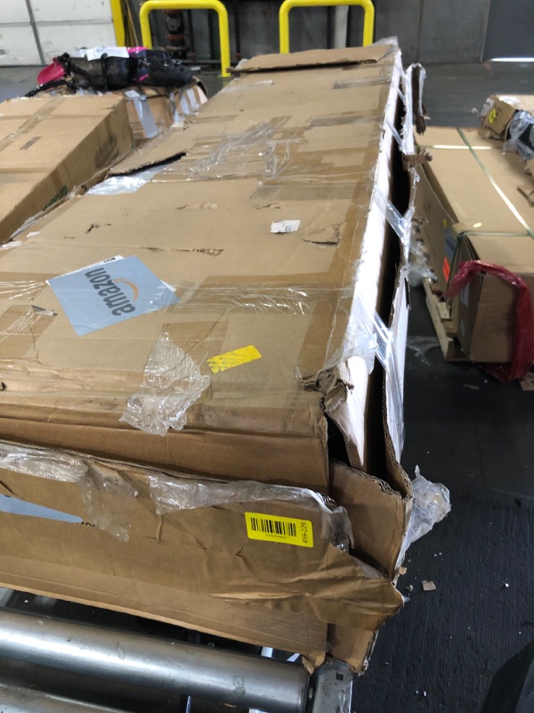 Photo 1 of ***PARTS ONLY!!** STOCK PHOTO FOR REFERENCE ONLY***Allewie King Size Platform Bed Frame with Fabric Upholstered Headboard and Wooden Slats Support, Fully Upholstered Mattress Foundation/No Box Spring Needed/Easy Assembly, Dark Grey