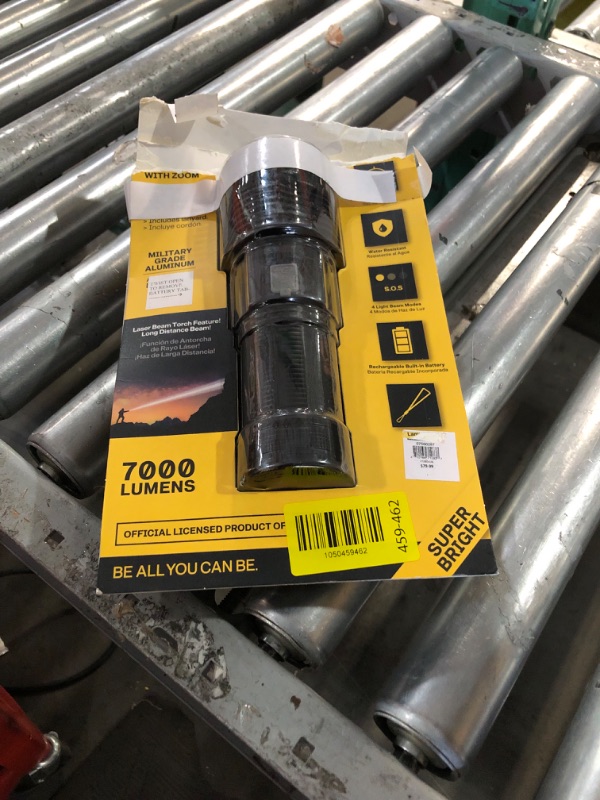 Photo 1 of ***STOCK PHOTO FOR REFERENCE ONLY***7000 Lumen Rechargeable Flashlight Dual Power with USB Ports Adjustable Beam Focus AA Battery Option Aluminum Body 3 Modes for Home Camping Work