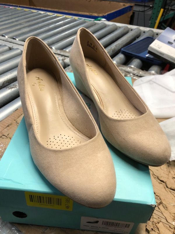 View 4 of ***DAMAGED - SEE NOTES/PHOTOS***Ankis Nude Wedges for Women, Low Heel Women's Wedge Comfortable Closed Toe Women Pumps Dress Shoes -2Inch