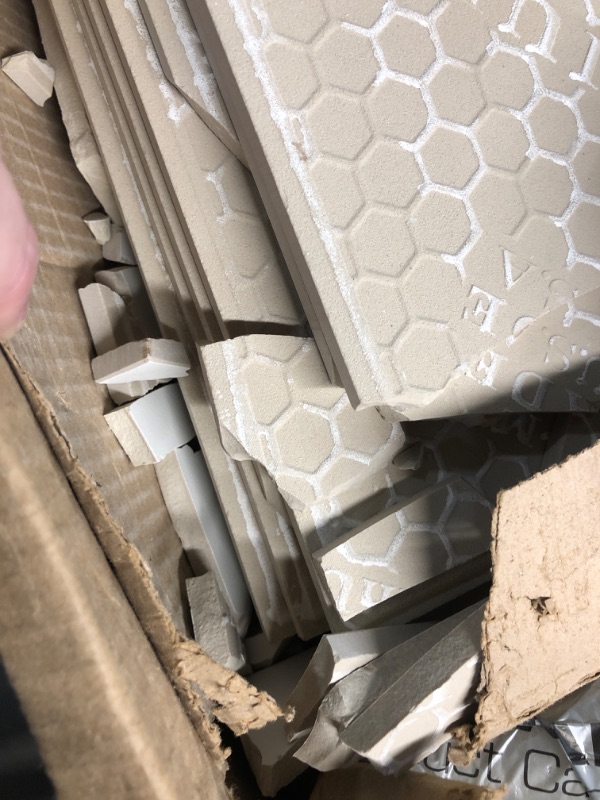 Photo 1 of ***DAMAGED - SEE NOTES/PICTURES*** Chejiaye 10pcs Marble Peel and Stick Backsplash Waterproof Washroom Wall Panels, Peel and Stick Tile, PVC Foam Wall Panels for Kitchen,Bathroom,Living Room,Colorful (White and Yellow,11.8" x 11.8")