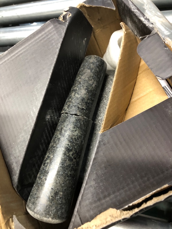Photo 1 of ***DAMAGED - SEE NOTES/PICTURES*** Priority Chef Heavy Duty Large Mortar and Pestle Set, 100% Granite, Non Slip Base, Make Fresh Guacamole, Salsa, Pesto, Stone Grinder Bowl, Herb Crusher, Spice Grinder, 4 Cup - Black