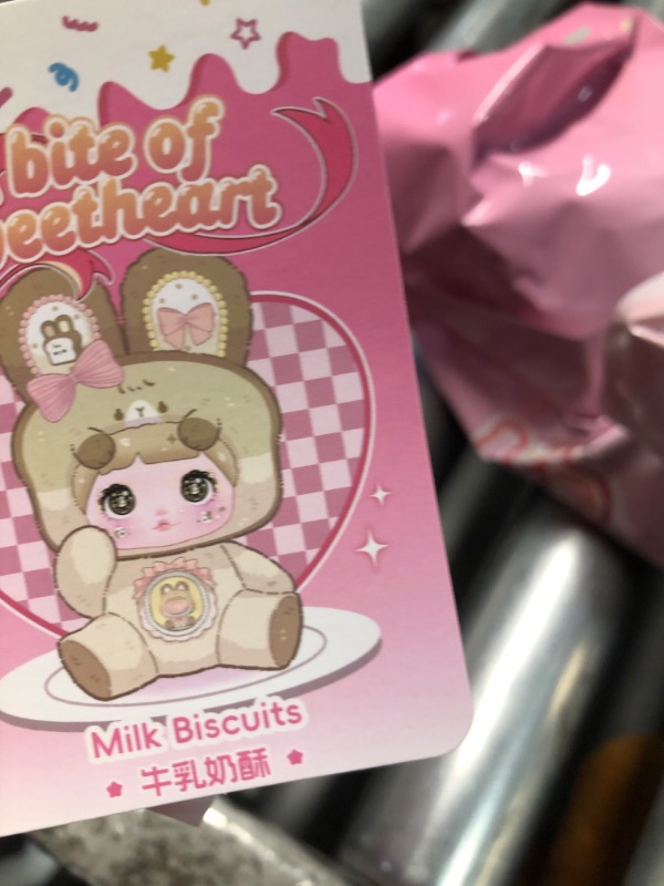 Photo 1 of ***FACTORY SEALED - OPENED FOR INSPECTION***Nommionline (Official License) Nommi-A Bite of Sweetheart Series Plush Blind Box, Kawaii Plush Toy Figures, Cute Stuffed Doll with Cake Hat and Pink Ribbon for Kids Room Decor and Gifts