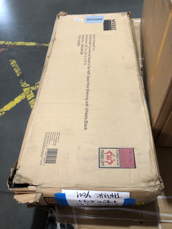 Photo 1 of ***FACTORY SEALED - OPENED FOR INSPECTION*** ***TRUCK/TRAILER PICKUP ONLY*** Seville Classics UltraDurable Heavy Duty NSF Solid Steel Wire Rack Storage Unit, Organizer for Garage, Warehouse, Office, Restaurant, Classroom, Kitchen, Black, 5-Tier Shelvin