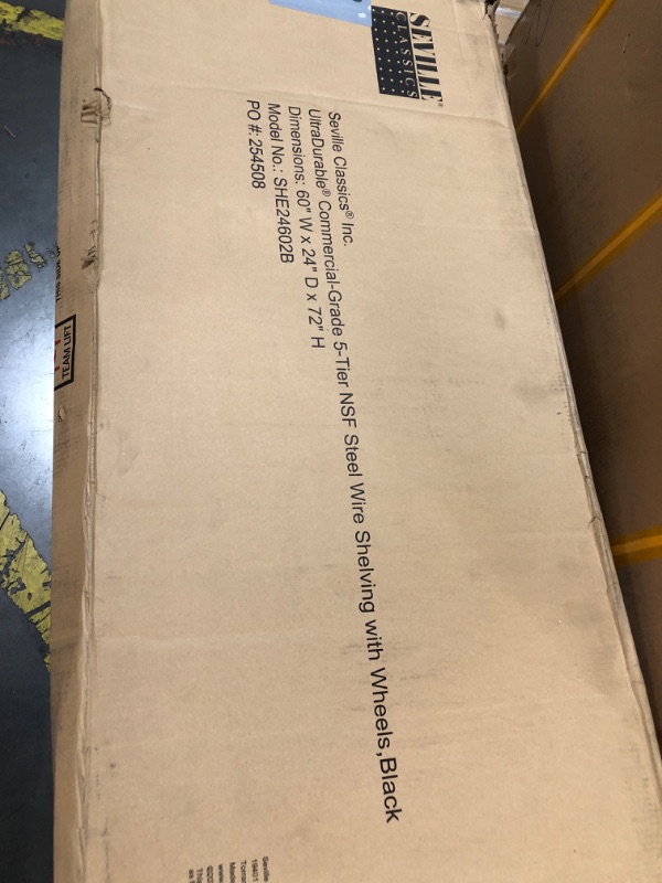 Photo 1 of ***FACTORY SEALED - OPENED FOR INSPECTION*** ***TRUCK/TRAILER PICKUP ONLY*** Seville Classics UltraDurable Heavy Duty NSF Solid Steel Wire Rack Storage Unit, Organizer for Garage, Warehouse, Office, Restaurant, Classroom, Kitchen, Black, 5-Tier Shelvin