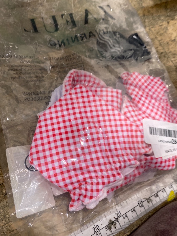 Photo 1 of **ONLY BOTTOMS**ZAFUL Tankini Swimsuits for Women Smocked Ruffles Tie Front Bowknot Textured High Cut Tanga Tankini Set(C-Red Plaid, S)