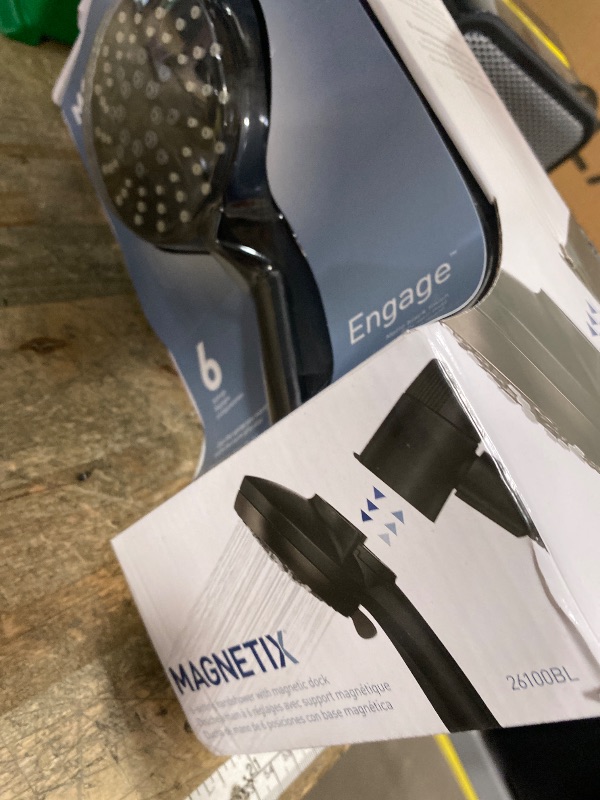 Photo 1 of ***DAMAGED - SEE NOTES/PICTURES***
Moen Engage Magnetix Matte Black 3.5-Inch Six-Function Detachable Handheld Showerhead with Magnetic Docking System, 26100BL