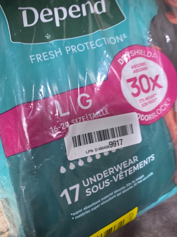 Photo 1 of *OPENED PACKAGE* Depend Fresh Protection Adult Diapers, Incontinence & Postpartum Bladder Leak Underwear for Women, Disposable, Maximum, Large, Blush, 17 Count, Packaging May Vary