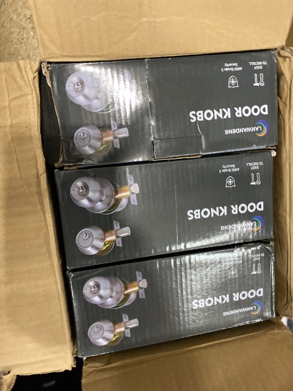 Photo 1 of (3Sets) All Keyed Same Entry Door Knob and Single Cylinder Deadbolt Combo Set, Satin Nickel Exterior Door Knobs with Lock and Keys for Entrance and Front Door