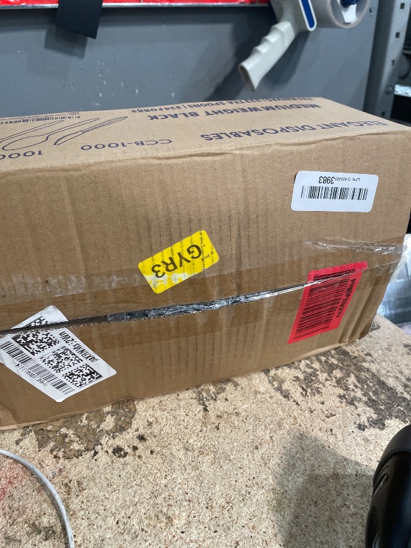 Photo 1 of 1,000 Plastic Disposable Cutlery Bulk Variety Pack Black Medium Weight Includes 334 forks, 333 knives, 333 soup spoons, Disposable Silverware Plastic Cutlery