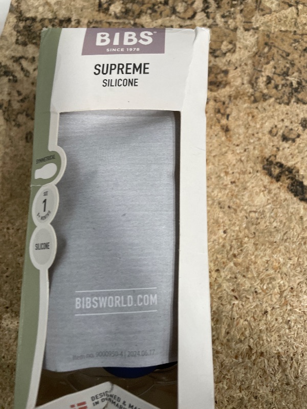 Photo 1 of **Only one** BIBS Supreme Baby Pacifier 2-Pack | Made in Denmark | BPA Free Dummy Soother, Symmetrical Nipple. Silicone, Size 1 (0-6 Months), Cloud/Steel Blue