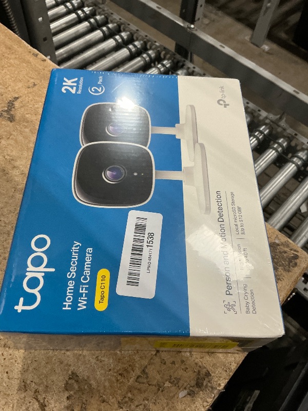 Photo 1 of *FACTORY SEALED
Tapo 2K Indoor Wired Security Camera - Works as a Baby Monitor & Pet Camera, Person/Motion/Baby Cry Detection, 2-Way Audio, Siren, Subscription-Free Local Storage or Optional Cloud, C110P2 (2-Pack)
