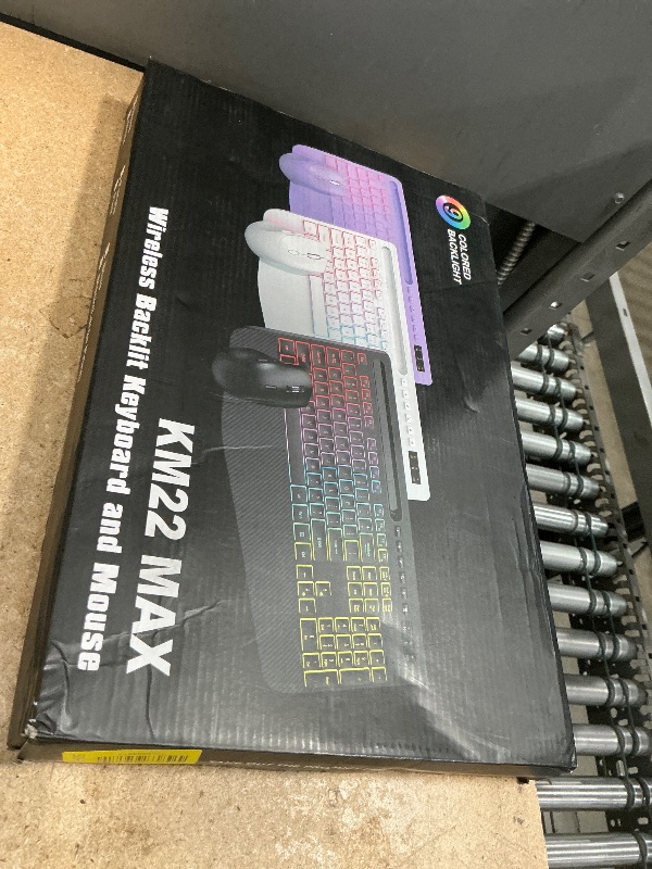 Photo 1 of **MISSING MOUSE DONGLE** Wireless Keyboard and Mouse Combo - 9 Backlit Effects, RGB, Ergonomic Wrist Rest, Phone Holder, 2.4G Full Size, Rechargeable, Sleep Mode, Quiet Keyboard Set for Computer, PC, Laptop, Mac, Windows