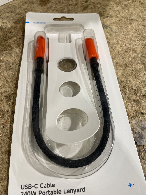 Photo 1 of **MISSING PHONE CLIPS** Hagibis USB C Cable with Phone Lanyard, Portable 240W Fast Charging Cable with 480Mbps Data Transfer, Short Type-C to C Cable Wrist Lanyard for iPhone 17 16 15 Pro Max, iPad Pro (Orange, 1FT)