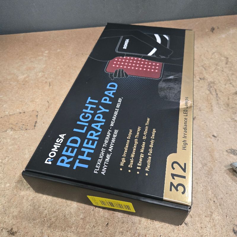 Photo 1 of **Damaged** ROMISA 25” x 12.3” Large Red Light Therapy Pad for Body, Tri-Chip Grade 312 LEDs 48W, 10-90Min Timer with Controller, 660nm & 850nm Near Infrared Light Therapy Mat for Back Shoulder Joint Muscle