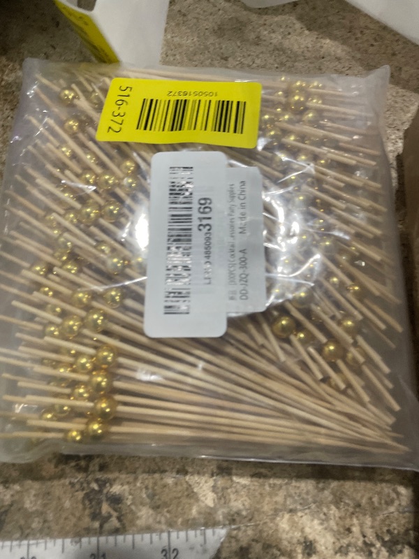 Photo 1 of [300PCS] Cocktail Picks, Fancy Toothpicks for Appetizers Drinks Food Fruit, 4.7 IN Long Decorative Bamboo Skewers, Gold Pearl Wooden Garnish Sticks for Charcuterie Boards Accessories Party Supplies