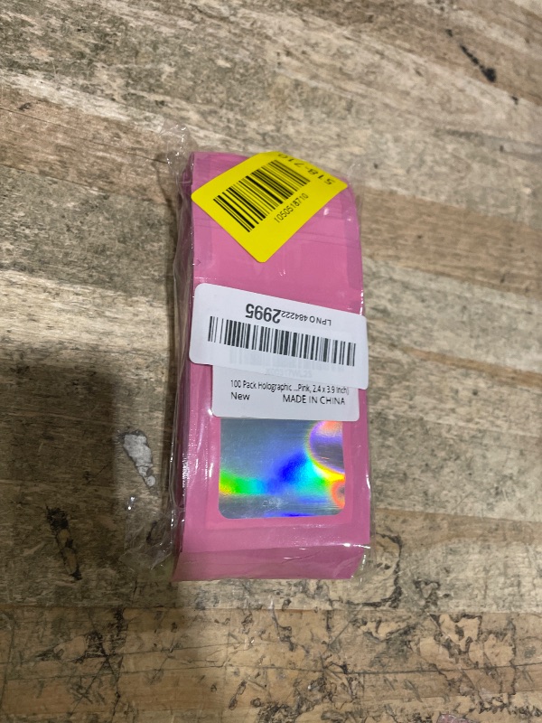 Photo 1 of 100 Pack Holographic Mylar Bags, Small Packaging Bags with Clear Window, Resealable Bag for Small Business, Candy Jewelry Sample Packaging (Pink, 2.4 x 3.9 Inch)
