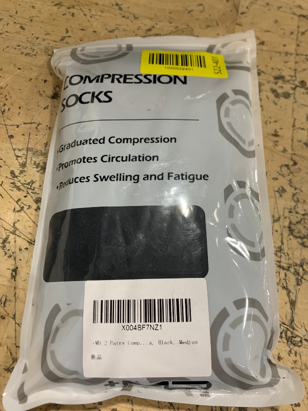 Photo 1 of +MD 2 Pairs Compression Socks for Women & Men Grade 20-30 mmHg, Open-Toe Knee High Stocking, Support Black, Medium