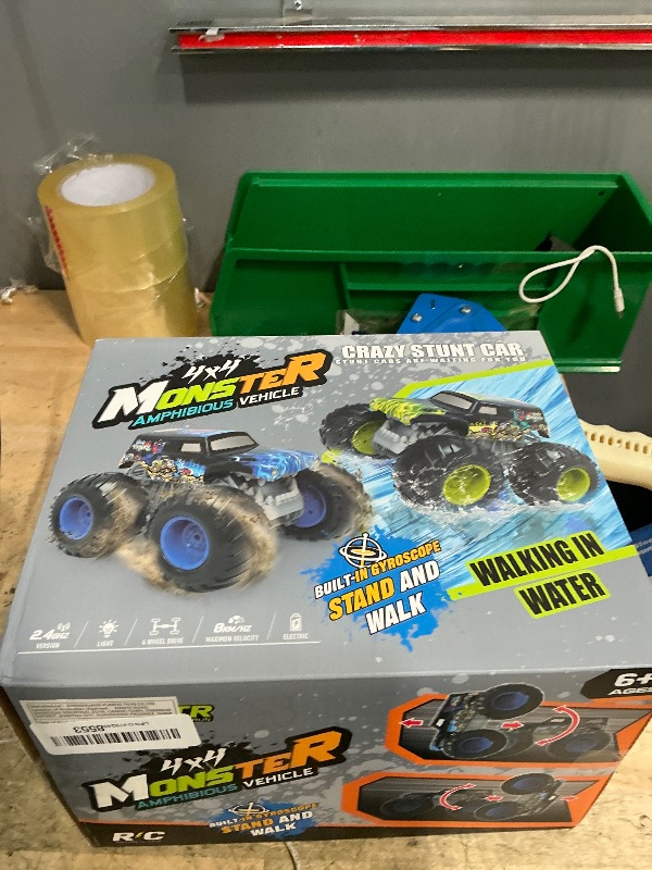 Photo 1 of ******MISSING PARTS*******LAZZAROU 1:14 Amphibious Remote Control Car, Double Wheelie RC Trucks, 2.4GHz Waterproof Monster Truck Toy, 35+ Min Play, 4WD Off-Road Vehicle for Boys & Girls 6-12+, All-Terrain Grass/Pool/Sand