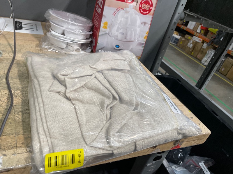 Photo 1 of 102 Inch Linen Curtains for Living Room Dinning 2 Panels Back Tab Pocket Light Filtering Burlap Farmhouse Large Window Drape Flax Linen Beige Tan Curtain 102 Inches Long for Sliding Glass Door Bedroom