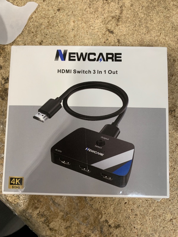 Photo 1 of [Upgrade] HDMI Switch 3 in 1 Out, 4K@60Hz HDMI 2.0 Switch Splitter with 2.6FT Long HDMI Cable, 3-Port HDMI Switcher Selector, Supports 4K 30Hz 3D 1080P HDCP2.2 for PS5 Xbox DVD Player Fire Stick PC