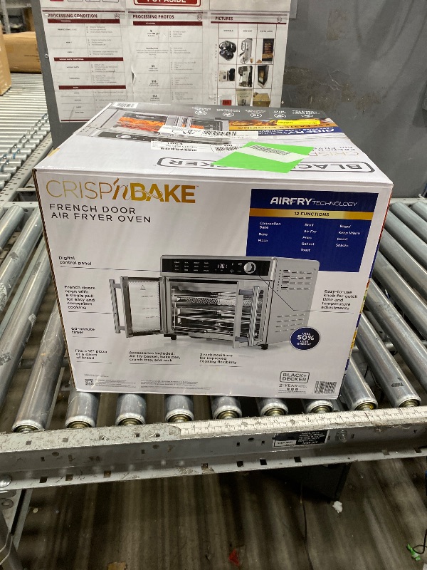 Photo 1 of ***DAMAGED - SEE NOTES/PICTURES***
BLACK+DECKER Crisp N Bake Air Fryer Toaster Oven Combo 12 in 1 Countertop Convection Oven Cooks Food Fast Fits a Whole Pizza or 6 Toast Slices Fre