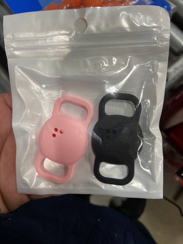Photo 1 of [2 Pack] Cat Collar Holder for Tile Life360 Sticker (2024) Tracker, Lightweight & Durable Flexible Scratch Resistant Silicone Protective Cover for Pet Dog Necklace Accessories,Black/Pink
