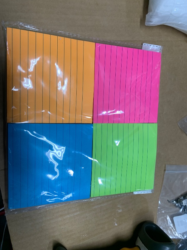 Photo 1 of (8 Pack) Lined Sticky Notes 4x4 Bright Stickies Colorful Super Sticking Power Memo Pads, 8 Colors, Strong Adhesive